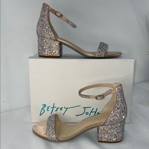BETSEY JOHNSON MARI RHINESTONE BLOCK HEELED SANDALS FTL-02-064